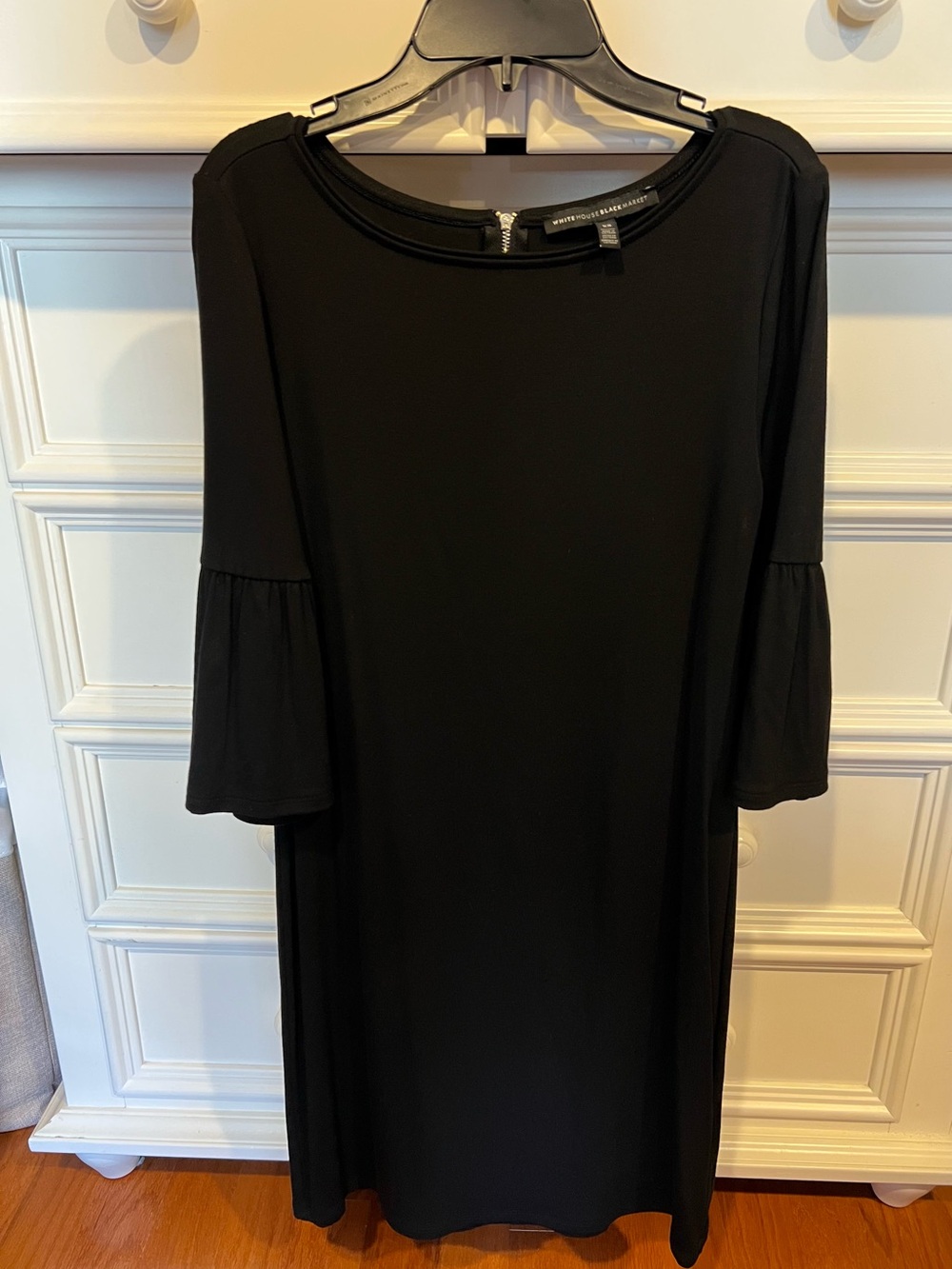 White House Black Market Black Shift Dress with Bell Sleeves